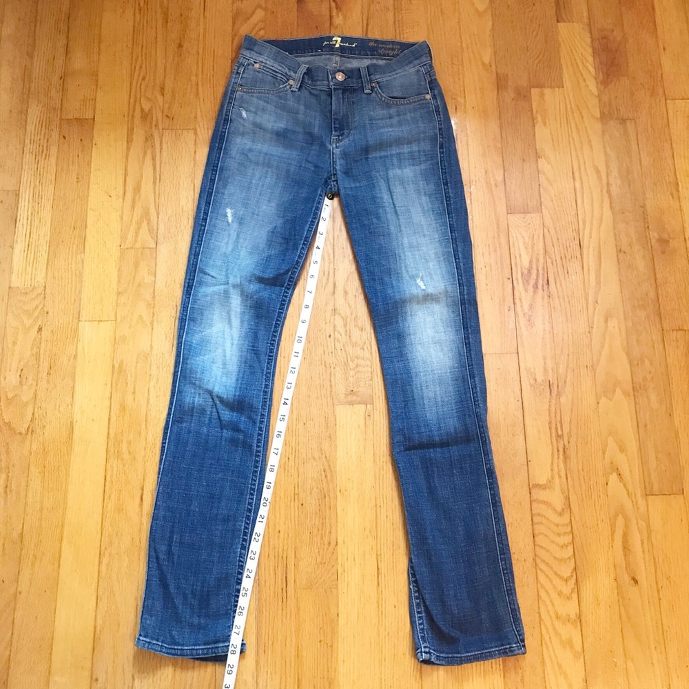 7FAMK distressed the modern straight jeans size 24